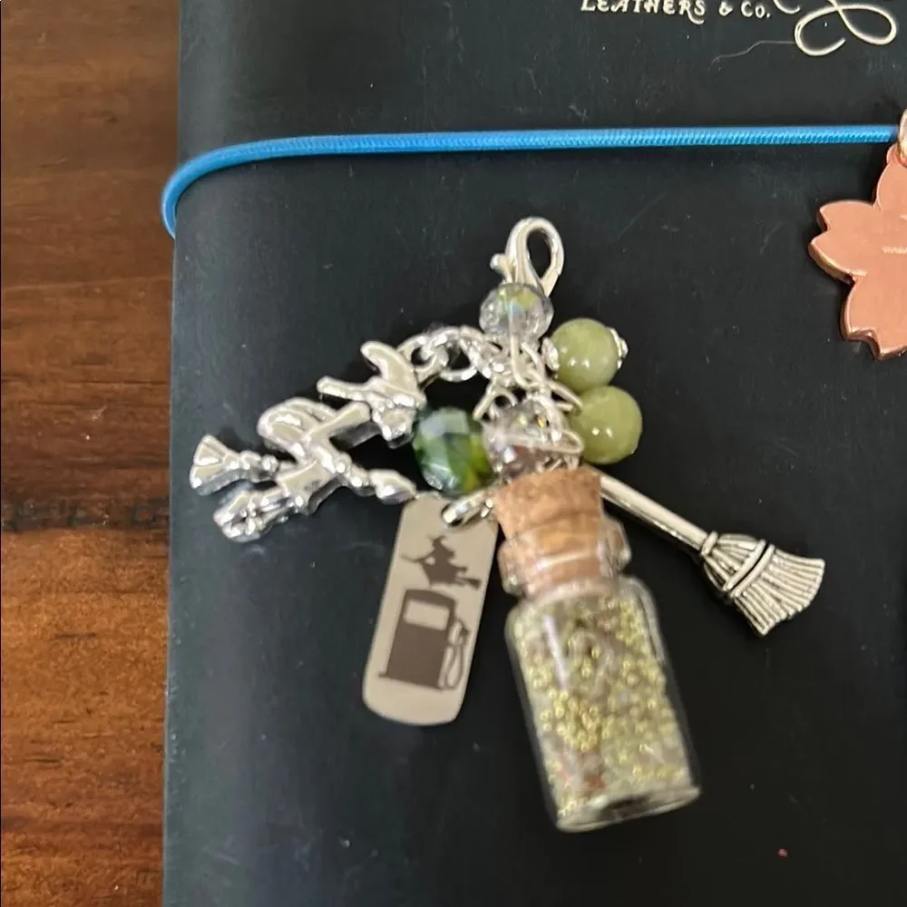 Two weeks on mars Silver and Green  Charm Accessory witch motive new
